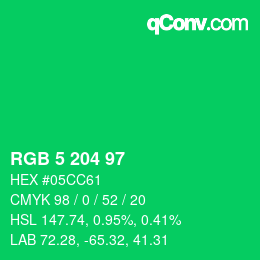 Color code: RGB 5 204 97 | qconv.com