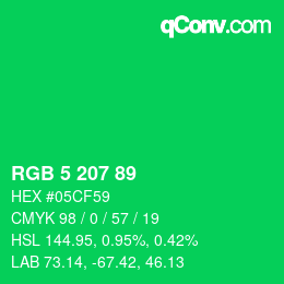 Color code: RGB 5 207 89 | qconv.com
