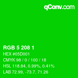 Color code: RGB 5 208 1 | qconv.com