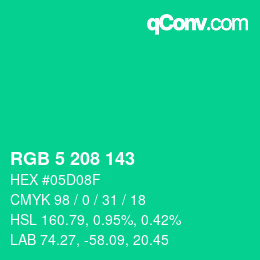 Color code: RGB 5 208 143 | qconv.com