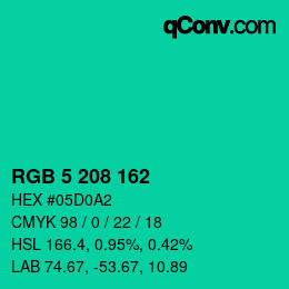 Color code: RGB 5 208 162 | qconv.com