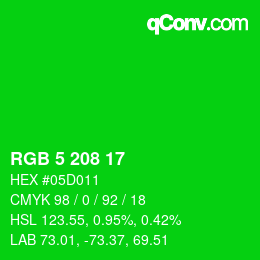 Color code: RGB 5 208 17 | qconv.com