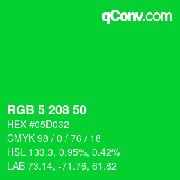 Color code: RGB 5 208 50 | qconv.com