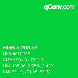 Color code: RGB 5 208 59 | qconv.com
