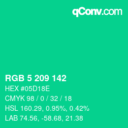 カラーコード: RGB 5 209 142 | qconv.com
