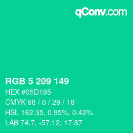 Color code: RGB 5 209 149 | qconv.com