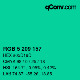 Color code: RGB 5 209 157 | qconv.com