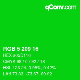 Color code: RGB 5 209 16 | qconv.com