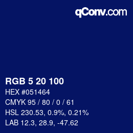 Color code: RGB 5 20 100 | qconv.com