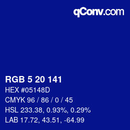 Color code: RGB 5 20 141 | qconv.com