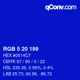 Color code: RGB 5 20 199 | qconv.com