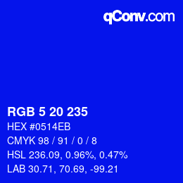 Color code: RGB 5 20 235 | qconv.com