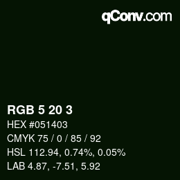 Color code: RGB 5 20 3 | qconv.com