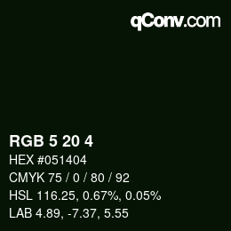 カラーコード: RGB 5 20 4 | qconv.com