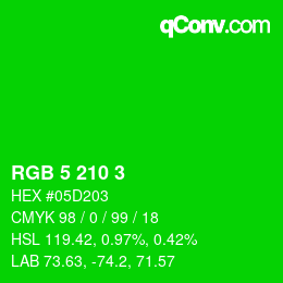 Color code: RGB 5 210 3 | qconv.com