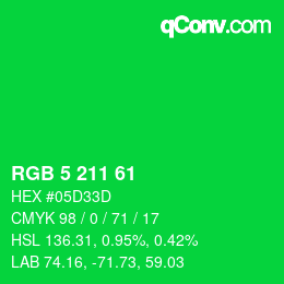 Color code: RGB 5 211 61 | qconv.com