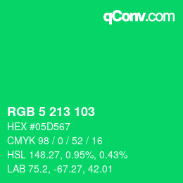 Color code: RGB 5 213 103 | qconv.com