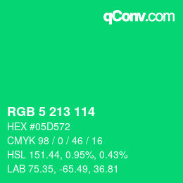 Color code: RGB 5 213 114 | qconv.com