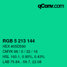 カラーコード: RGB 5 213 144 | qconv.com