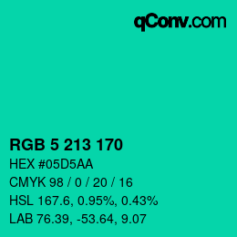 Color code: RGB 5 213 170 | qconv.com