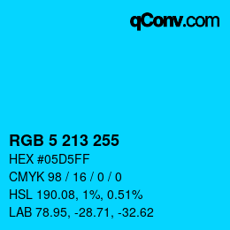 Color code: RGB 5 213 255 | qconv.com