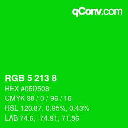 カラーコード: RGB 5 213 8 | qconv.com