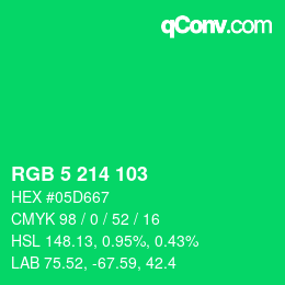 Color code: RGB 5 214 103 | qconv.com