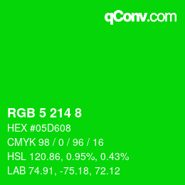 颜色代码: RGB 5 214 8 | qconv.com