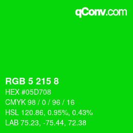 カラーコード: RGB 5 215 8 | qconv.com
