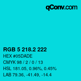 カラーコード: RGB 5 218.2 222 | qconv.com