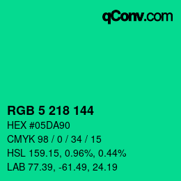 Color code: RGB 5 218 144 | qconv.com