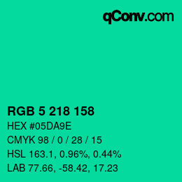 カラーコード: RGB 5 218 158 | qconv.com