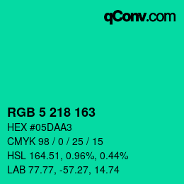 Color code: RGB 5 218 163 | qconv.com