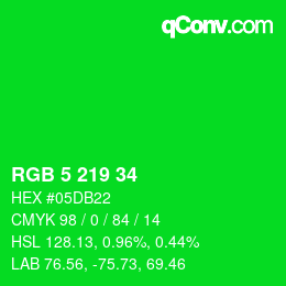 Color code: RGB 5 219 34 | qconv.com