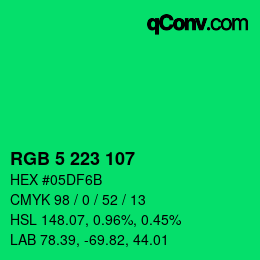 Color code: RGB 5 223 107 | qconv.com