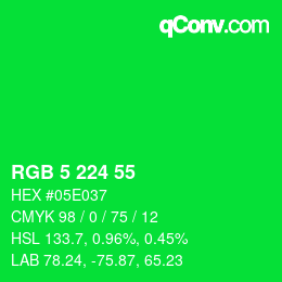 Color code: RGB 5 224 55 | qconv.com