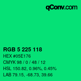 Color code: RGB 5 225 118 | qconv.com
