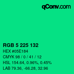 Farbcode: RGB 5 225 132 | qconv.com