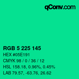 Code couleur: RGB 5 225 145 | qconv.com
