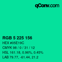 Color code: RGB 5 225 156 | qconv.com