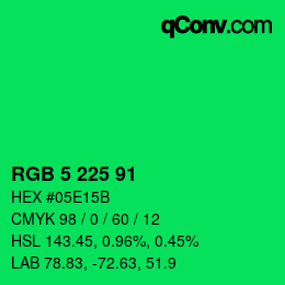 Color code: RGB 5 225 91 | qconv.com