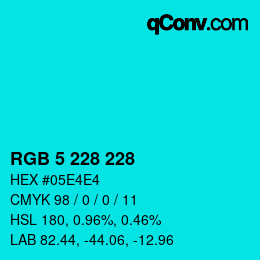 カラーコード: RGB 5 228 228 | qconv.com