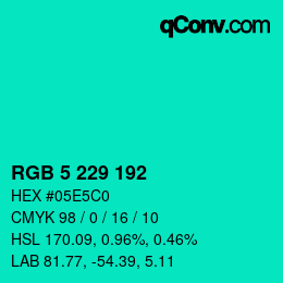 Color code: RGB 5 229 192 | qconv.com
