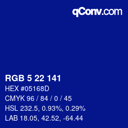 Color code: RGB 5 22 141 | qconv.com