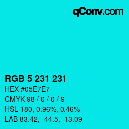 カラーコード: RGB 5 231 231 | qconv.com