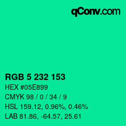 Color code: RGB 5 232 153 | qconv.com