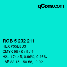 Color code: RGB 5 232 211 | qconv.com