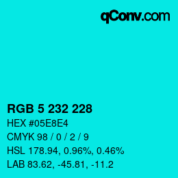 Color code: RGB 5 232 228 | qconv.com