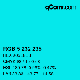 Color code: RGB 5 232 235 | qconv.com