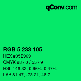 カラーコード: RGB 5 233 105 | qconv.com